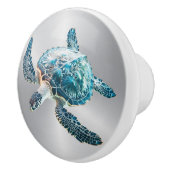 glinsterende turquoise Zee schildpad | kust Keramische Knop (Rechts)