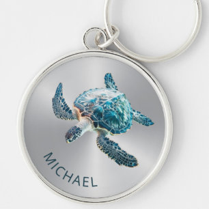 glinsterende turquoise Zee schildpad   kust Sleutelhanger