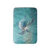 Glinsterende Turquoise Zeeschildpad | Kust Badmat (Voorkant Verticaal)