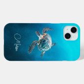 Glinsterende Turquoise Zeeschildpad | Kust Case-Mate iPhone Case (Achterkant (horizontaal))