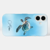 Glinsterende Turquoise Zeeschildpad | Kust Case-Mate iPhone Case (Achterkant (horizontaal))