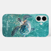 Glinsterende Turquoise Zeeschildpad | Kust Case-Mate iPhone Case (Achterkant (horizontaal))