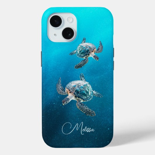 Glinsterende Turquoise Zeeschildpad | Kust Case-Mate iPhone Case (Achterkant)
