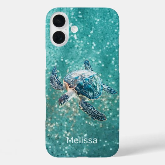 Glinsterende Turquoise Zeeschildpad | Kust Case-Mate iPhone Case (Achterkant)