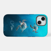 Glinsterende Turquoise Zeeschildpad | Kust iPhone 15 Case (Achterkant horizontaal)