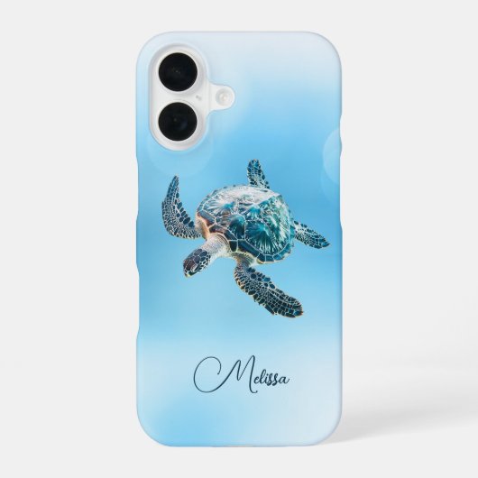 Glinsterende Turquoise Zeeschildpad | Kust iPhone 16 Hoesje (Achterkant)