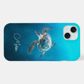 Glinsterende Turquoise Zeeschildpad | Kust iPhone Hoesje (Achterkant horizontaal)