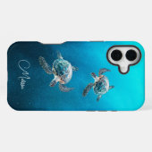 Glinsterende Turquoise Zeeschildpad | Kust iPhone Hoesje (Achterkant horizontaal)
