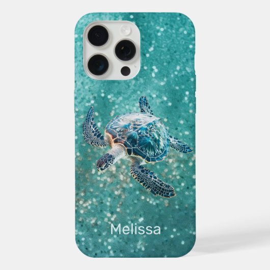 Glinsterende Turquoise Zeeschildpad | Kust iPhone Hoesje (Achterkant)