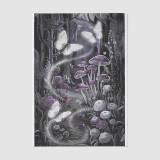 Glinsterende vleugels, vlinders Amethist Forest Tissuepapier (Voorkant)