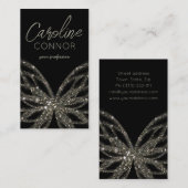 Glinsterende vlinder modern zwart Visitekaartje (Voorkant / Achterkant)