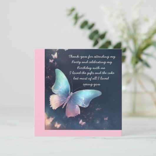  glinsterende vlinderflat dank u kaart (Staand voorkant)