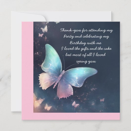 glinsterende vlinderflat dank u kaart (Voorkant)