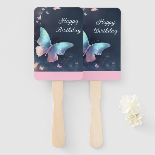  glinsterende vlinderset fans handwaaier (Voorkant en achterkant)