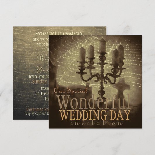 Glinsterende Web  Romance Gotische bruiloft Kaart (Voorkant / Achterkant)