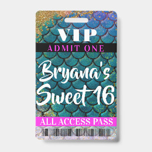 Glinsterende Zeemeermin Schubben Feest Sweet 16 VI Badge