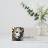 Glinsterende zilveren en gouden bloemen op een moo visitekaartje (Staand voorkant)