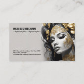 Glinsterende zilveren en gouden bloemen op een moo visitekaartje (Achterkant)