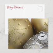 Glinsterende zilveren en gouden kerstballen feestdagenkaart (Voorkant / Achterkant)