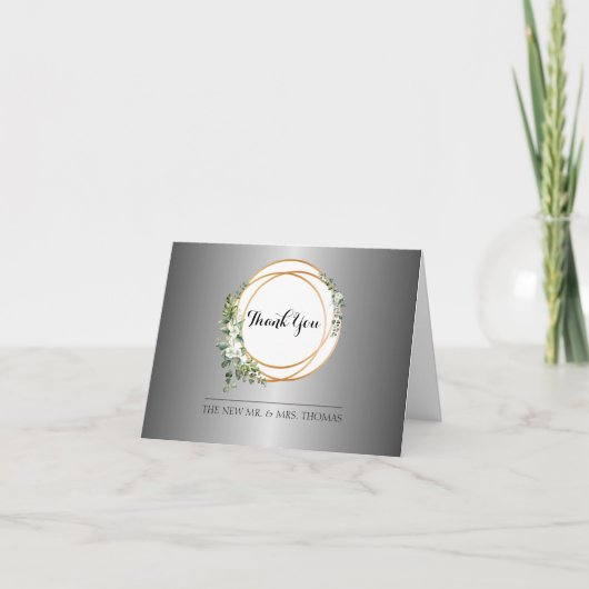 Glinsterende zilveren en gouden ringen bedankkaart (Voorkant)