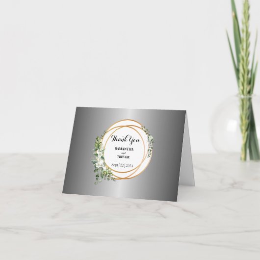 Glinsterende zilveren en gouden ringen bedankkaart (Voorkant)