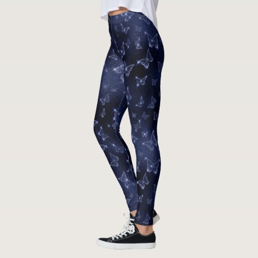 Glinsterende Zilveren Glam Vlinders Leggings (Links)