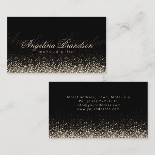 Glinsterende zilveren make-up artiest Damask zwart Visitekaartje (Voorkant / Achterkant)