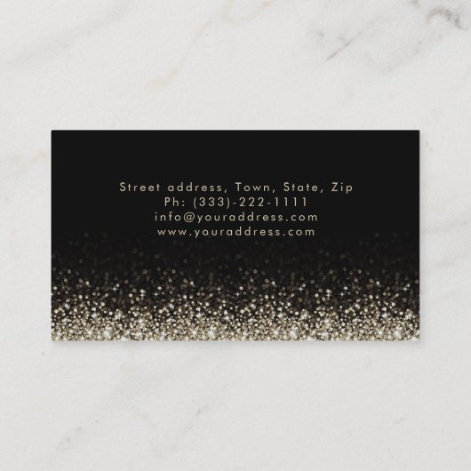 Glinsterende zilveren make-up artiest Damask zwart Visitekaartje (Achterkant)