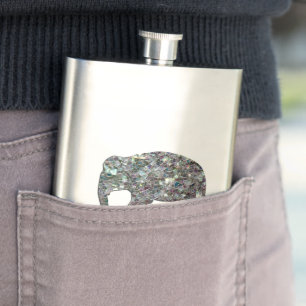 Glinsterende zilveren mozaïek glitter Olifant Heupfles