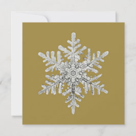 Glinsterende Zilveren Sneeuwvlok Kristal op Goud M Feestdagenkaart