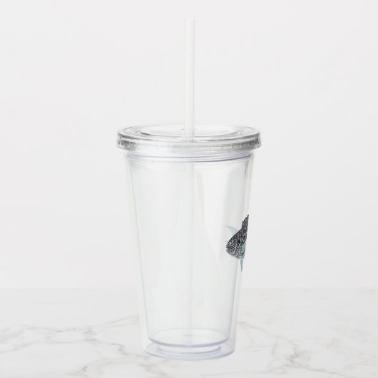 Glinsterende zilveren vis acryl drinkbeker (Rechts)