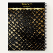Glinsterende zwarte en gouden slangenhuid notitieboek (Achterkant)