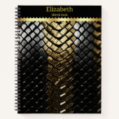 Glinsterende zwarte en gouden slangenhuid notitieboek (Voorkant)