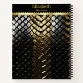 Glinsterende zwarte en gouden slangenhuid notitieboek (Achterkant)