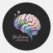 Glioblastoma Awareness Floral Brain Cancer S Ronde Sticker (Voorkant)