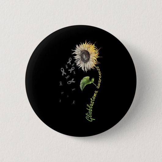 Glioblastoma Awareness Sunflower  Ronde Button 5,7 Cm (Voorkant)