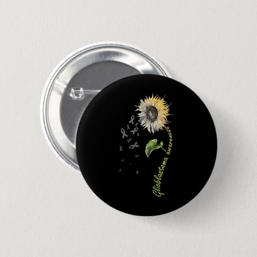 Glioblastoma Awareness Sunflower  Ronde Button 5,7 Cm (Voorkant /achterkant)