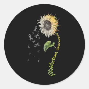 Glioblastoma Awareness Sunflower Ronde Sticker