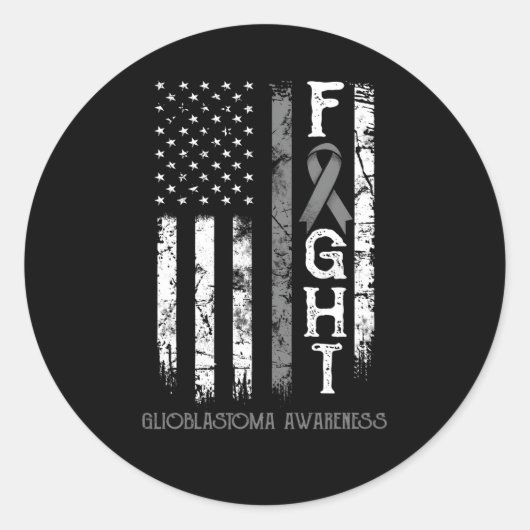 Glioblastoma Warrior US Flag Ronde Sticker (Voorkant)