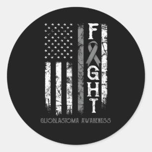 Glioblastoma Warrior US Flag Ronde Sticker