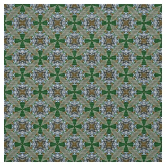 Glitch2 Groene Floral Pattern gekamde katoenstof Stof (Swatch)