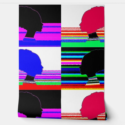 Glitch Afro Profile – Pop Art Wallpaper Behang (Afrollen)