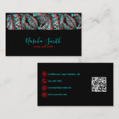 Glitch Anaglyph Blauwgroen & Rood penseelstreek Visitekaartje (Voorkant / Achterkant)