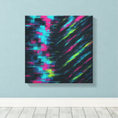 Glitch-Art Dopamine Rush in gefragmenteerde neonbe Canvas Afdruk (Insitu (Houten vloer))