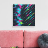 Glitch-Art Dopamine Rush in gefragmenteerde neonbe Canvas Afdruk (Insitu (Woonkamer))