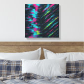 Glitch-Art Dopamine Rush in gefragmenteerde neonbe Canvas Afdruk (Insitu (Slaapkamer))