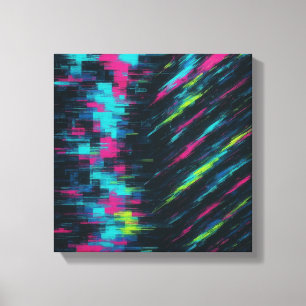 Glitch-Art Dopamine Rush in gefragmenteerde neonbe Canvas Afdruk