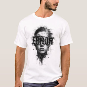 Glitch Art "ERROR" Gezicht T-shirt Cyberpunk Dig