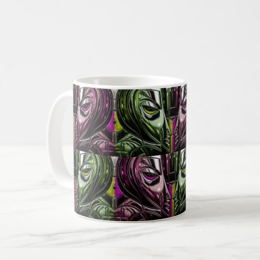Glitch Art Face Mug Koffiemok (Voorkant links)