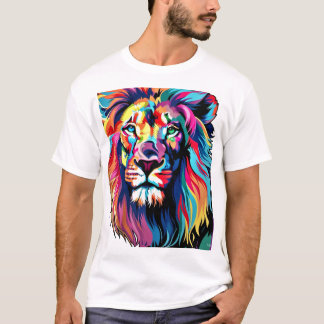 Glitch Art Geometrische Leeuw T-shirt 👕